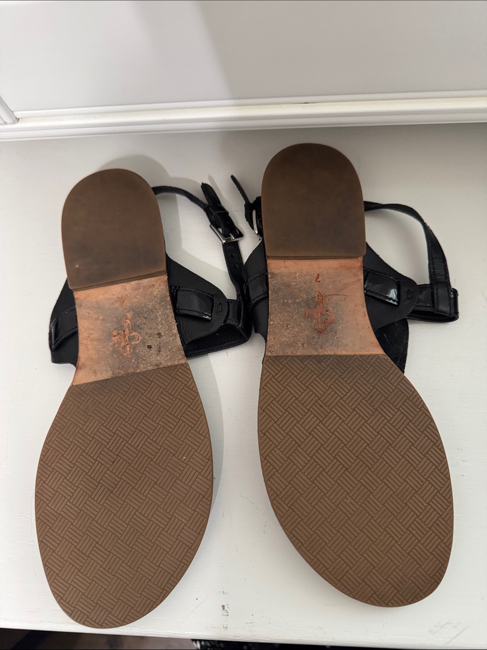 Cole Haan Black Leather T-Strap Sandals - Picture 3 of 5